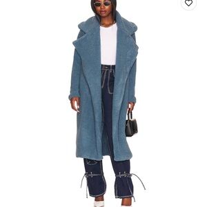 SNDYS x Revolve Teddy Coat in Storm Blue